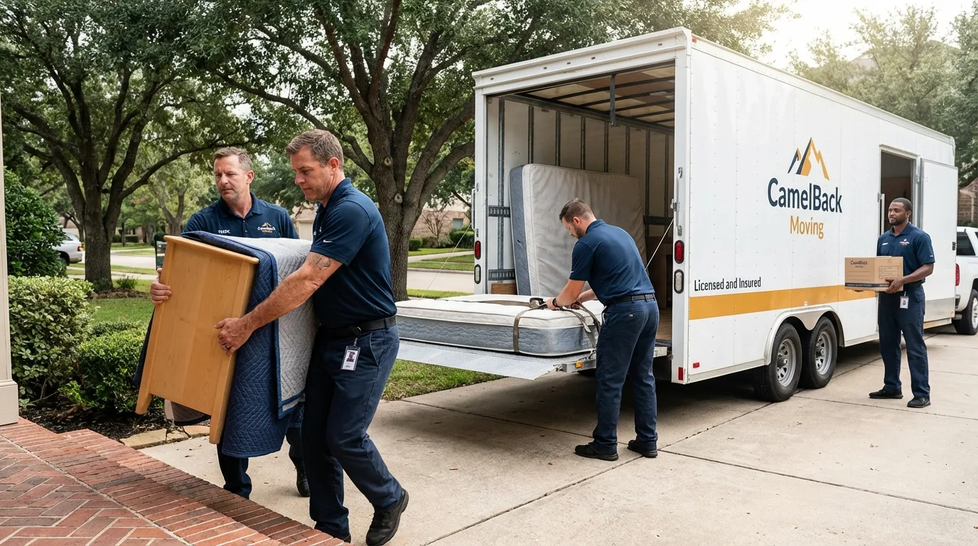 Crew loading residential truck for cross-state move from Highlands, NJ