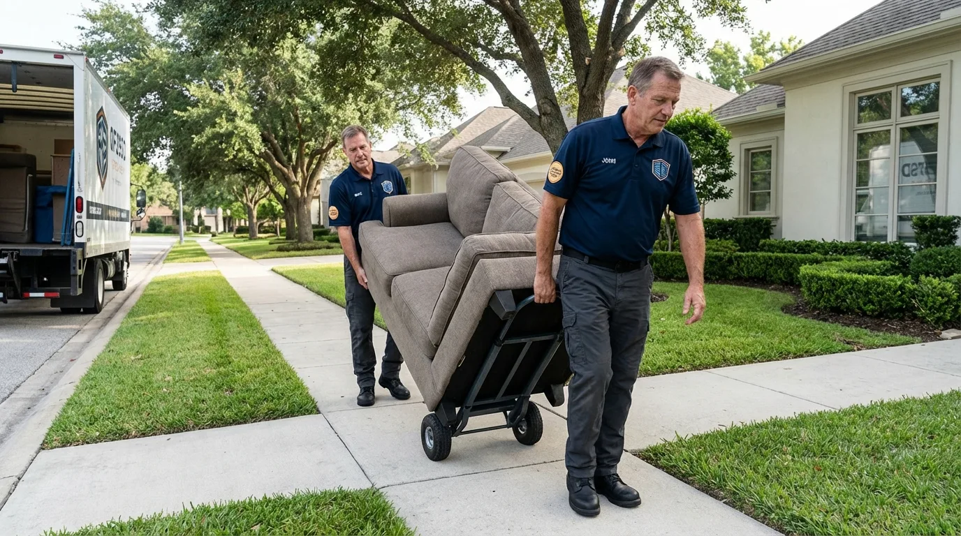 Local residential moving crew loading furniture in Highlands, NJ